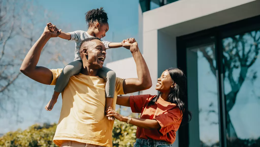 Family enjoying spending time together outside