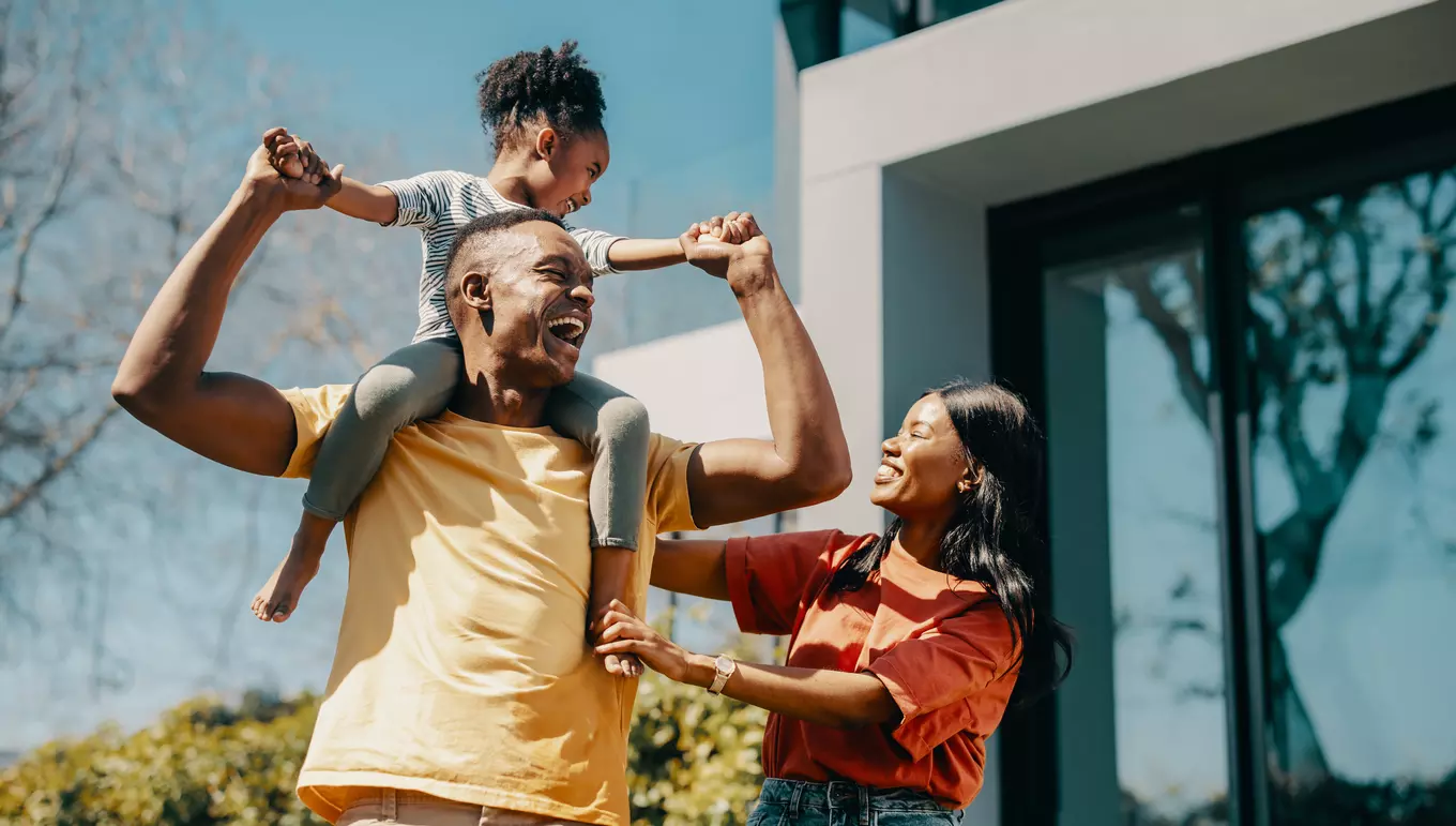 Family enjoying spending time together outside