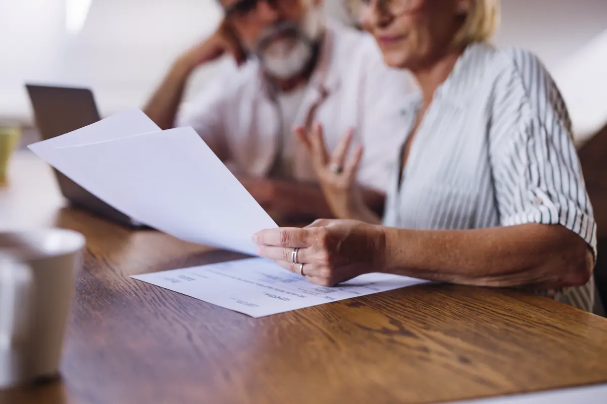 looking at a document